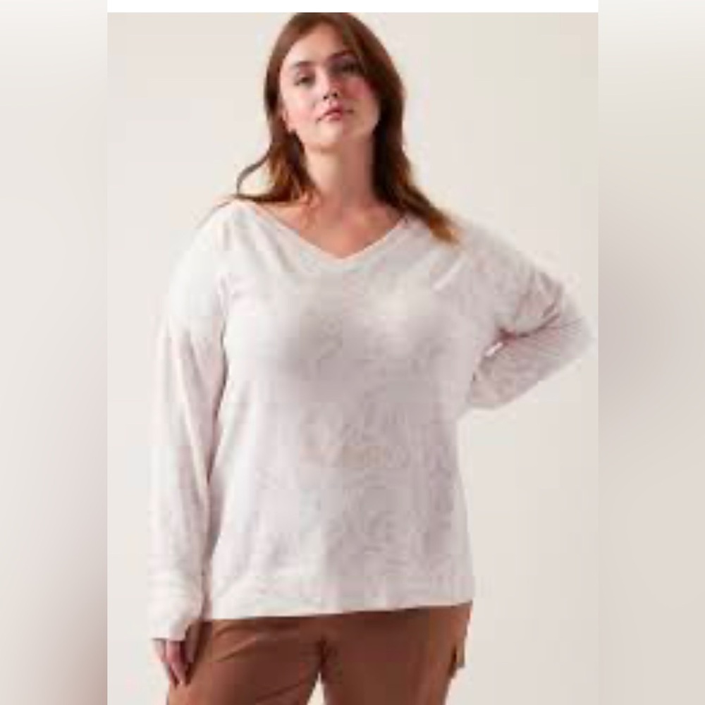 NWT ATHLETA 1X COASTER LUXE V-NECK SWEATSHIRT